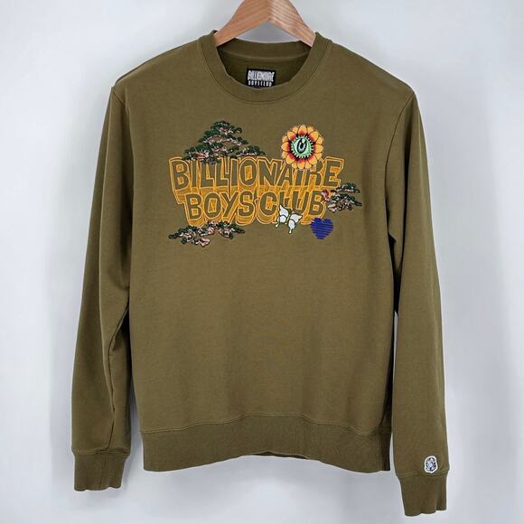 Billionaire Boys Club BBC Graphic Sweatshirt Fleece Crewneck Mens Olive Medium - Picture 3 of 8